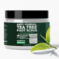 Terramed Just Think Comfort tea tree oil foot scrub front jar view with commercial label