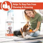 Back label of Vet Classics Yuck No Chew Spray showing ingredients