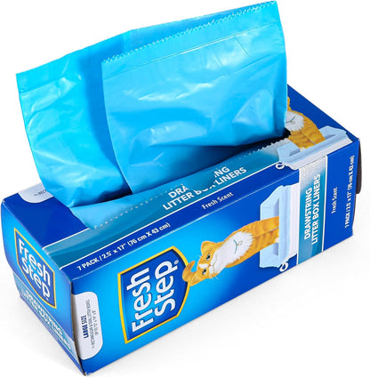Fresh Step Drawstring Cat Litter Box Liners front view of packaging