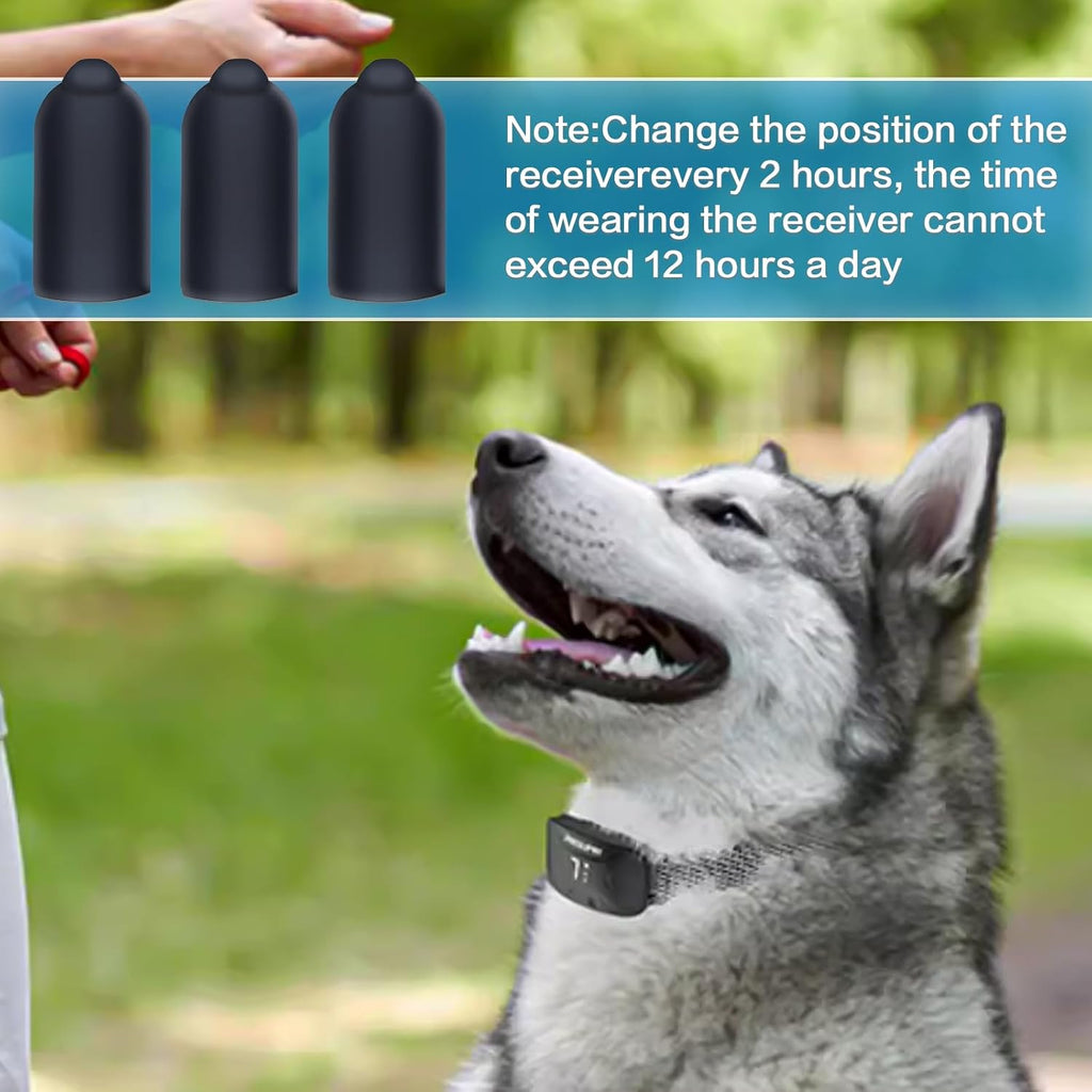 Thirteen millimeter conductive rubber caps for anti bark collar electrodes layout.