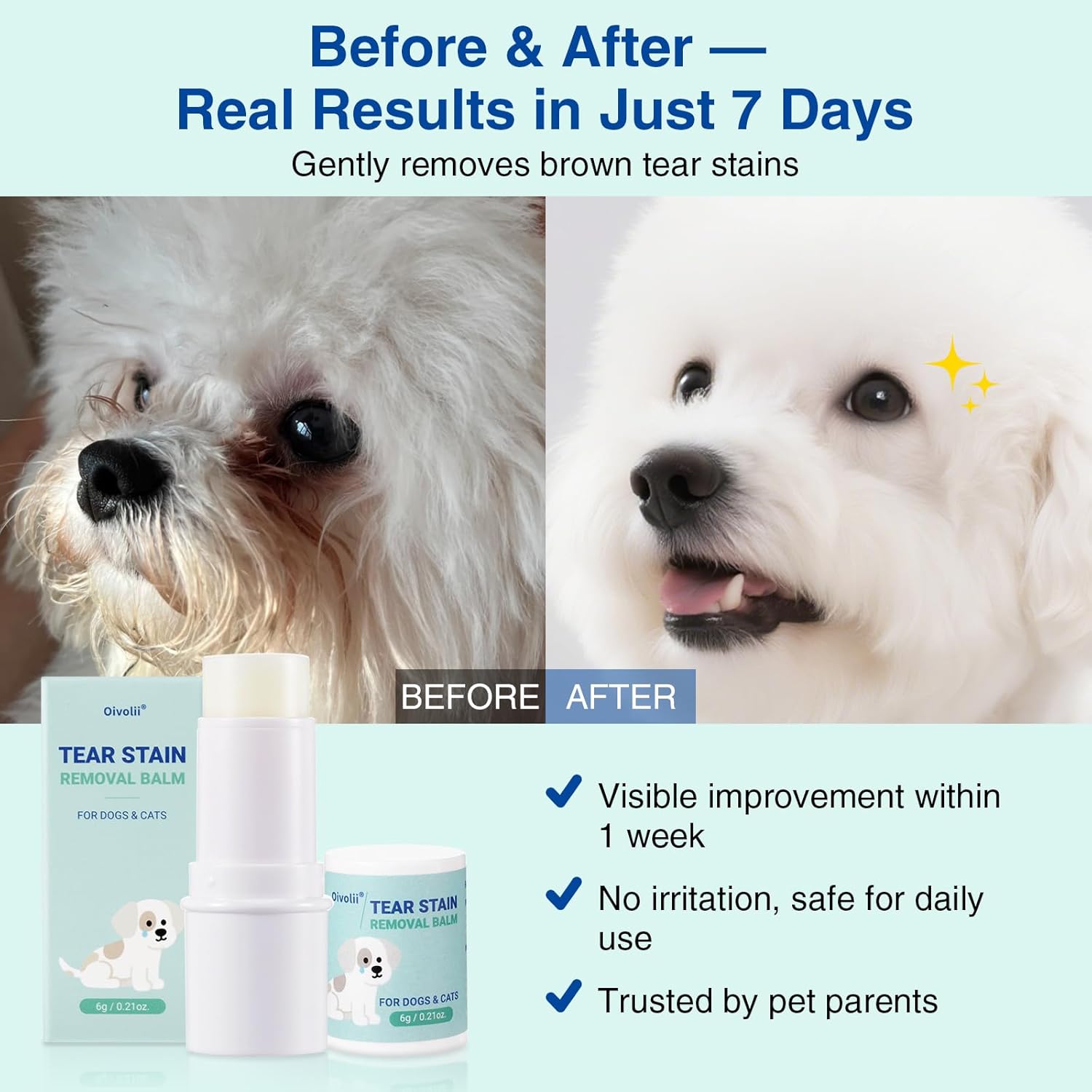 Natural pet wrinkle cream balm being applied to a white dog face