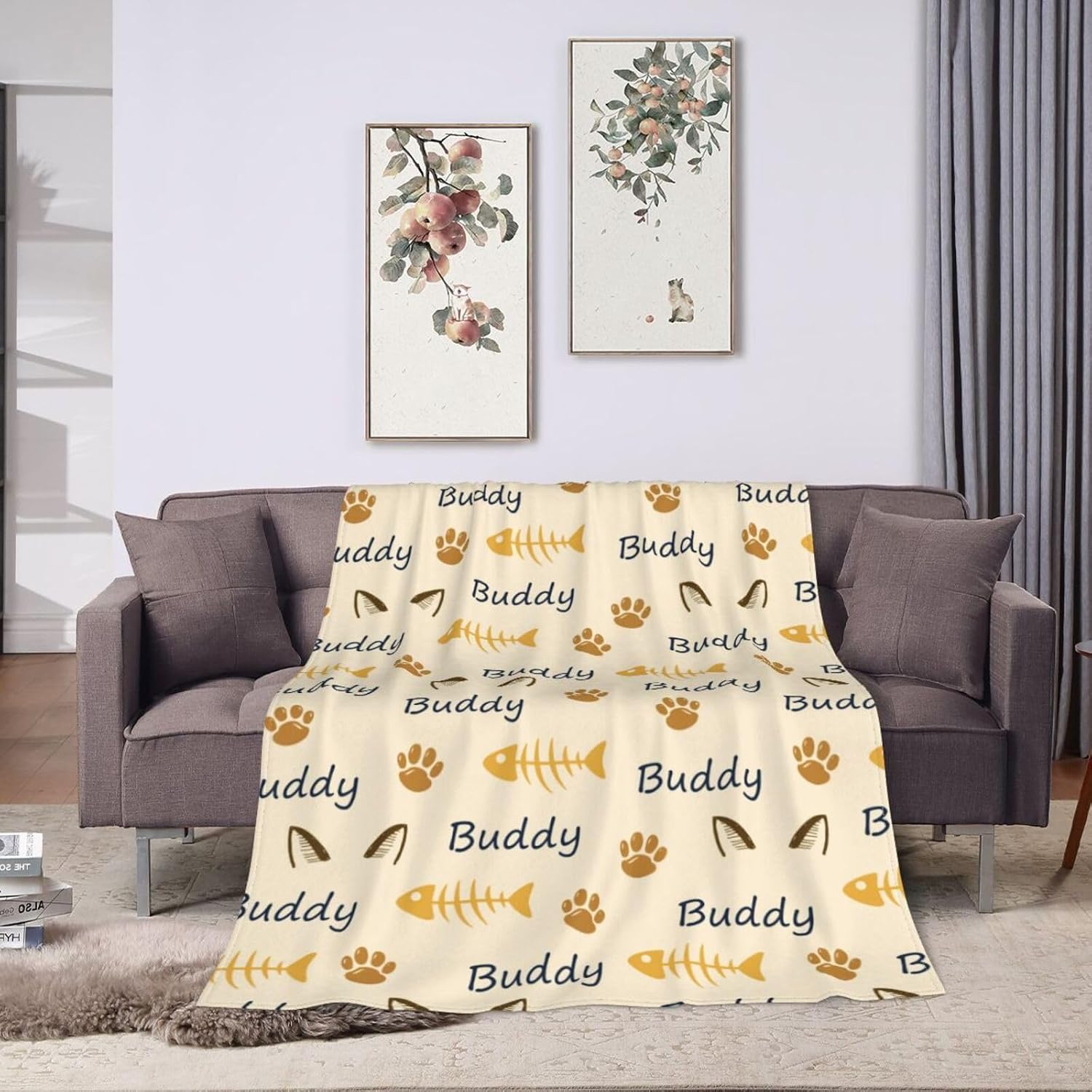 Lightweight and travel friendly COOPASIA personalized pet blanket held up to show its compact size