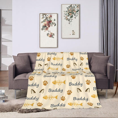 Lightweight and travel friendly COOPASIA personalized pet blanket held up to show its compact size
