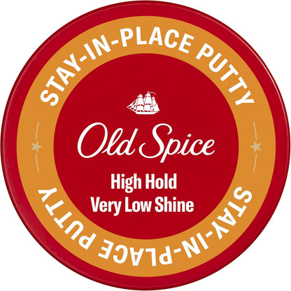 Old Spice Stay-In-Place Hair Styling Putty front view container