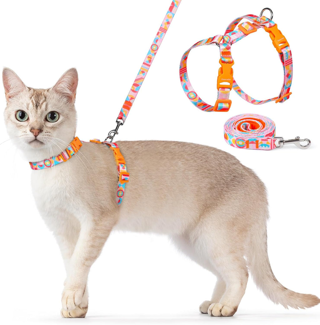 Dooradar Cat Harness and Leash, Escape Proof Adjustable Kitten Vest, Lightweight Soft Pet Straps, Easy Wearing for Small Medium Kitty Safe Walking Travel Control, Orange & Black, S - Image 13