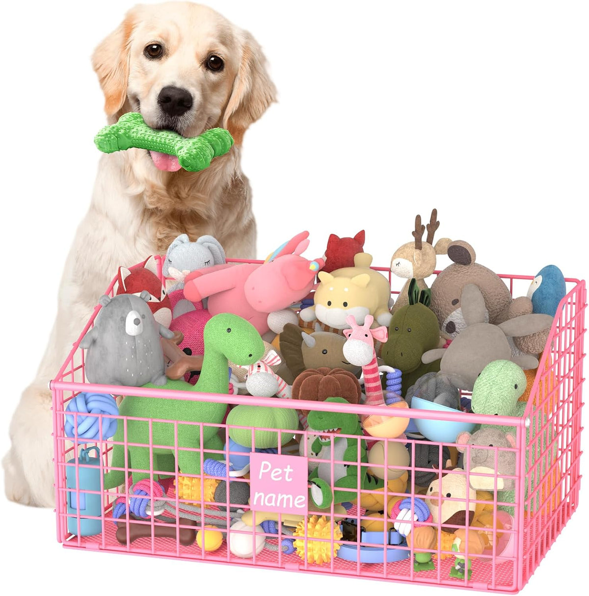Kaiferty Indestructible Dog Toy basket, Medium Toy Box for Dogs,Pet Toy Bin Dog Metal Basket for Toys, Toy Storage Organizer, Toy Box for Living Room Area (Black) - Image 15