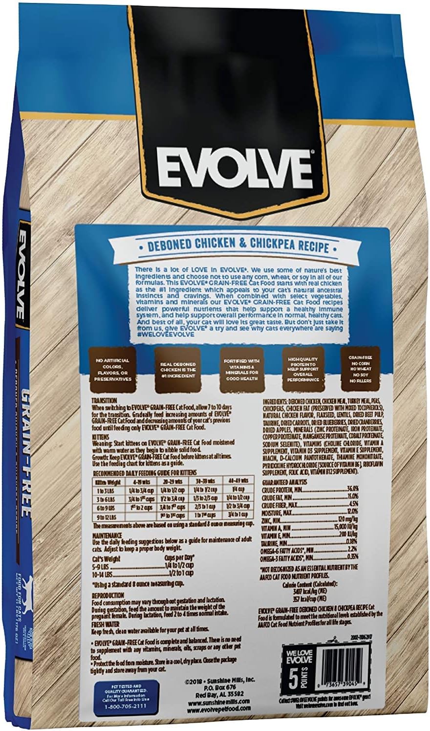 Evolve Grain Free Deboned Chicken, Pea and Vegetable Recipe Cat Food, 11lb - Image 13