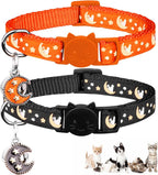 Packaging presentation of the two piece boy and girl cat collar set.