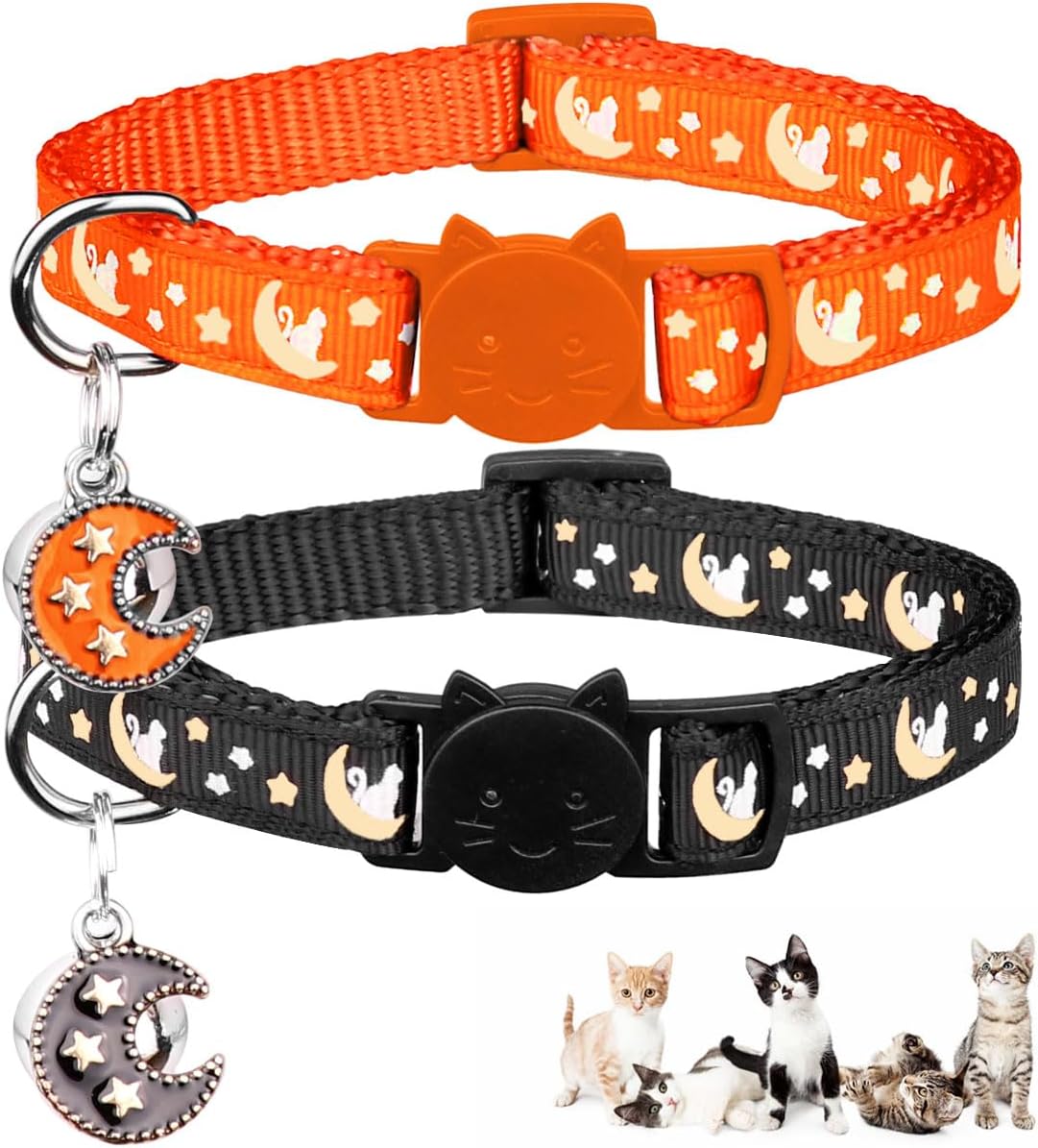 Packaging presentation of the two piece boy and girl cat collar set.