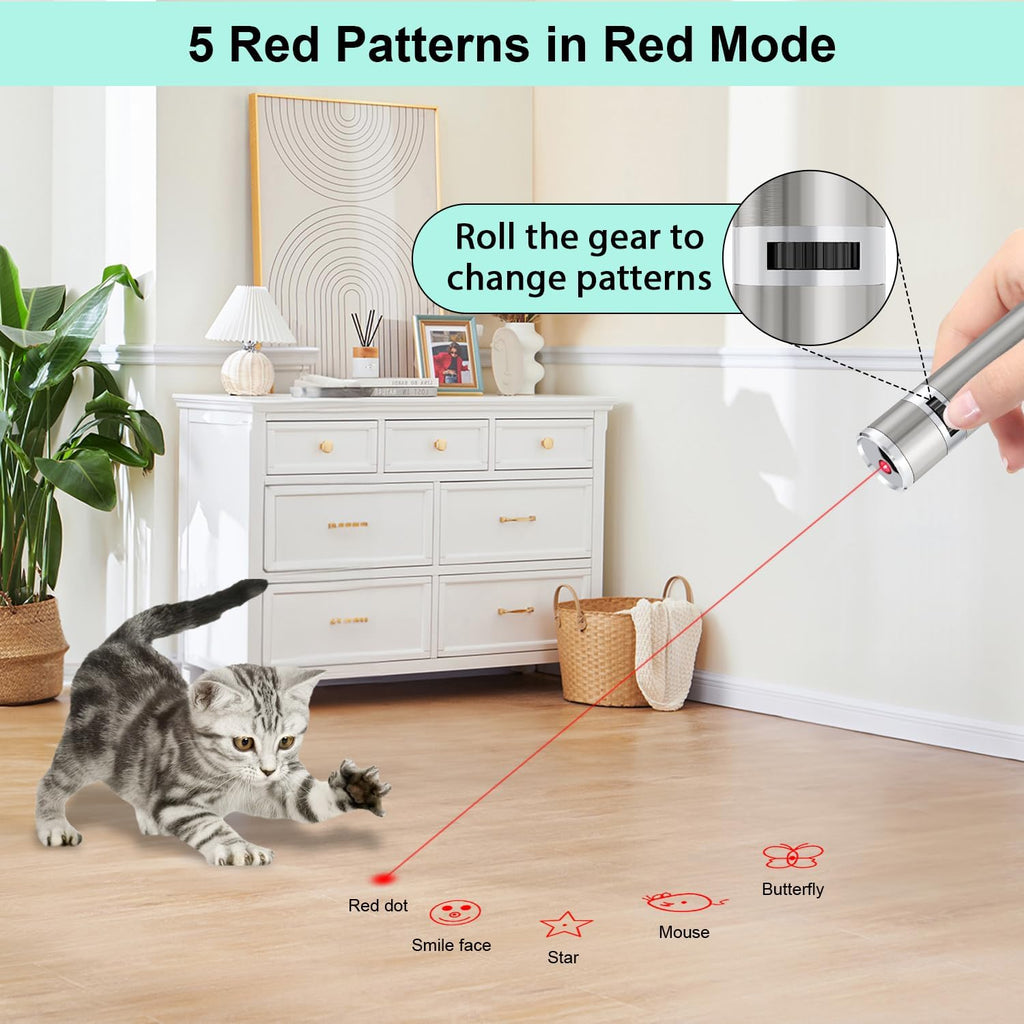 TBTeek cat chase toy demonstrating the built in USB direct charging port without batteries.