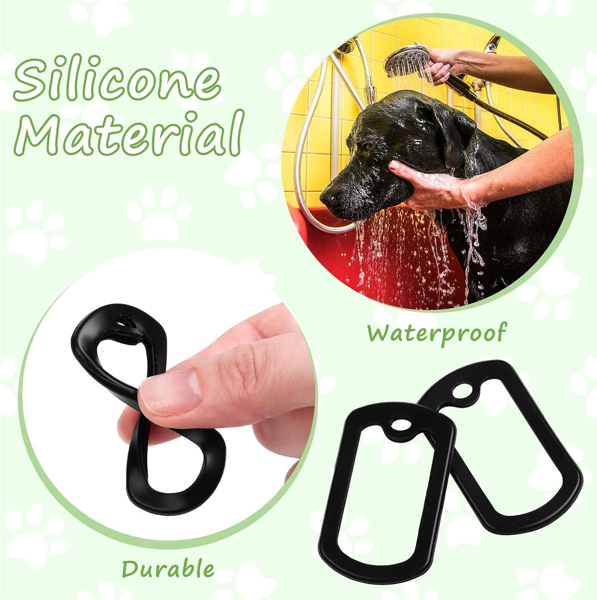 Ten pieces of square silicone silencers arranged neatly to show thickness and size.