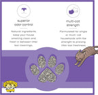 Dr. Elsey's Clean Tracks Clumping Clay Cat Litter forty pound bag next to cat litter box