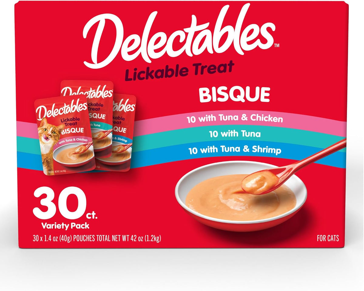 Delectables Lickable Treat Bisque Wet Cat Treat with Real Tuna & Salmon, Food Topper, Hydrating, Grain-Free, No Fillers, No By-Products, No Added Preservatives, 1.4oz Pouch, 12ct - Image 13