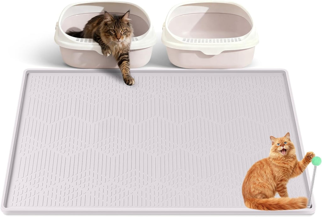 Cat Litter Mat, Extra Large 51" x 25.6" Silicone Mat Litter Trapping Mat for Scatter Control, Soft on Kitty Paws, Easy to Clean (Dark Grey) - Image 13