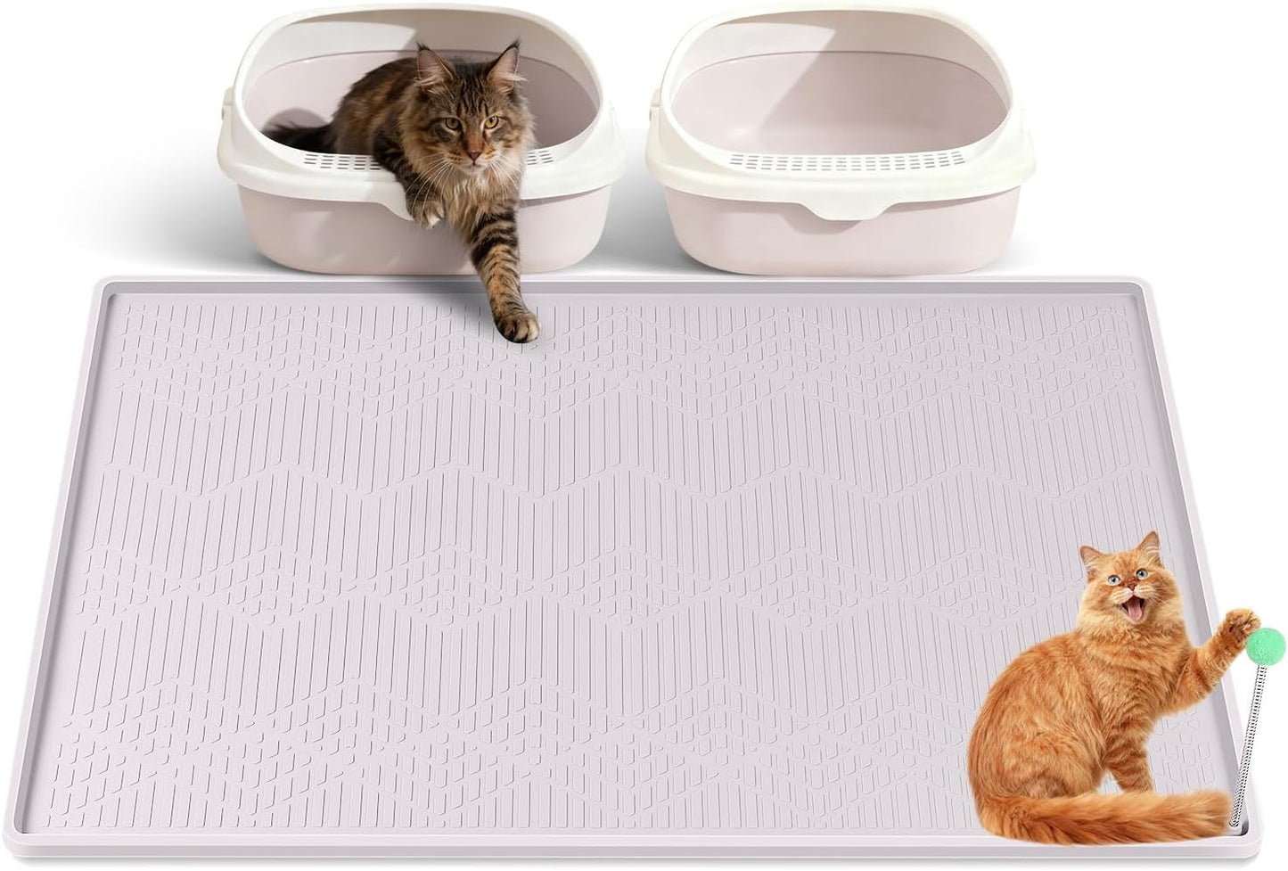Cat Litter Mat, Extra Large 51" x 25.6" Silicone Mat Litter Trapping Mat for Scatter Control, Soft on Kitty Paws, Easy to Clean (Dark Grey) - Image 13