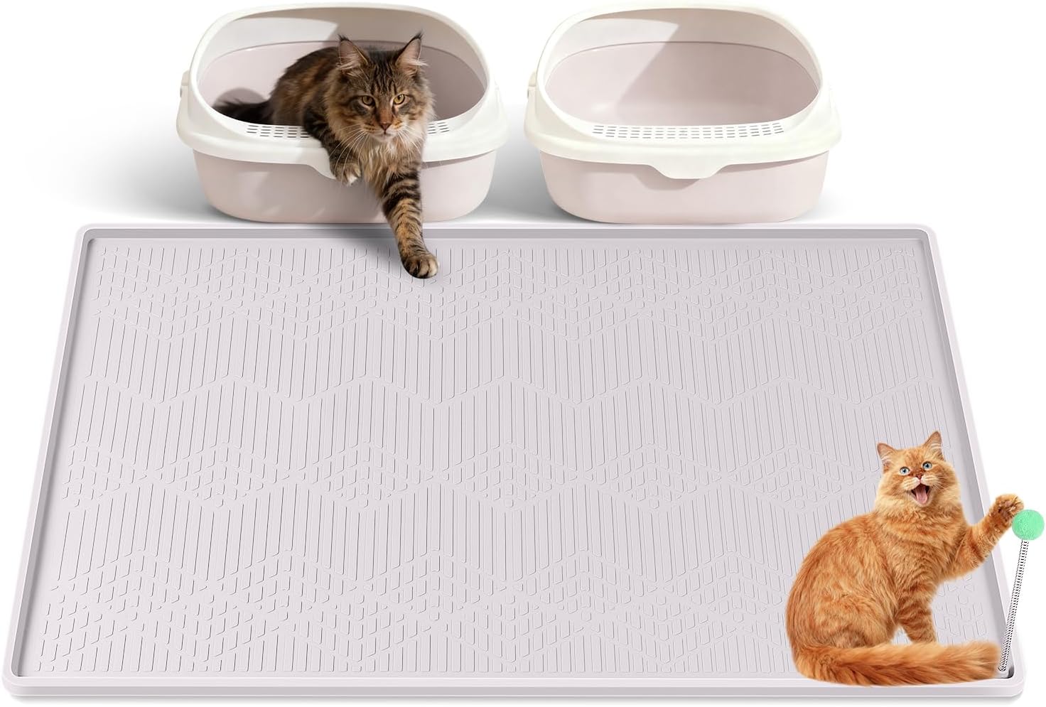 Cat Litter Mat, Extra Large 51" x 25.6" Silicone Mat Litter Trapping Mat for Scatter Control, Soft on Kitty Paws, Easy to Clean (Dark Grey) - Image 13