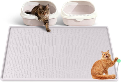 Cat Litter Mat, Extra Large 51" x 25.6" Silicone Mat Litter Trapping Mat for Scatter Control, Soft on Kitty Paws, Easy to Clean (Dark Grey) - Image 13