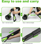 Compact folded view of the pet pooper scooper for travel storage.