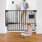 Babelio no bottom bar baby safety gate installed in a household doorway front view