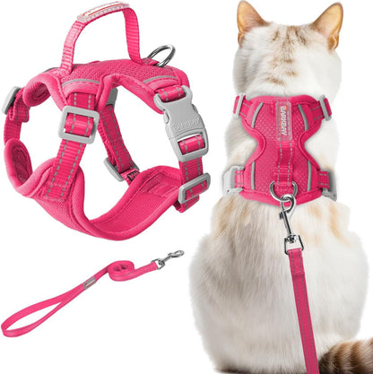 Barkbay escape proof cat harness front view pink kitten walking vest