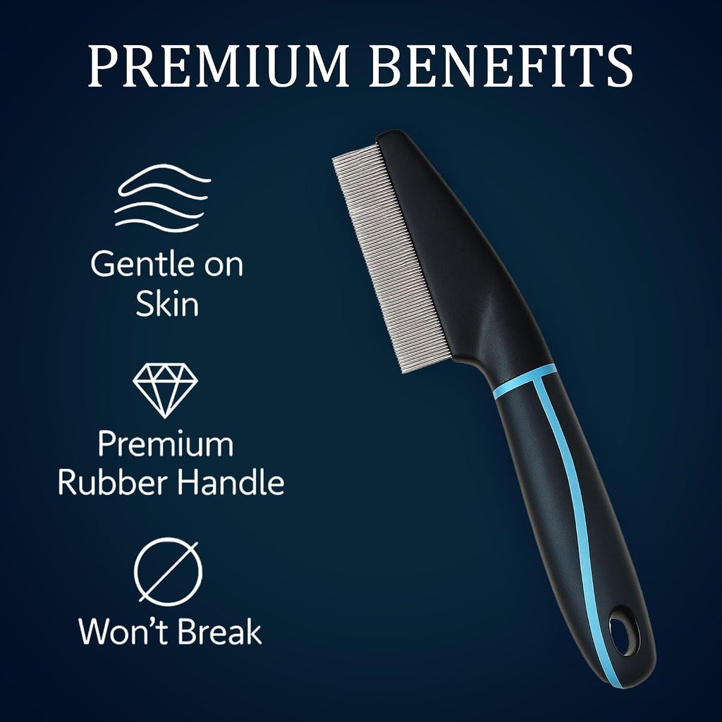 Flea Comb for Dogs and Cats - Premium Pet Grooming Tool with Stainless Steel Teeth for Long and Short Hair - Image 2