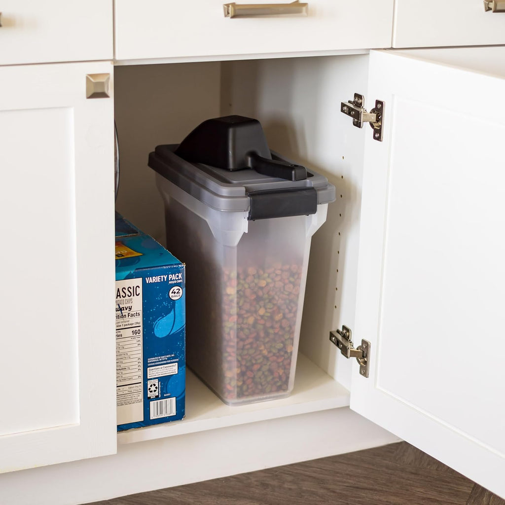 Side profile of IRIS USA 13 pound dog food storage container