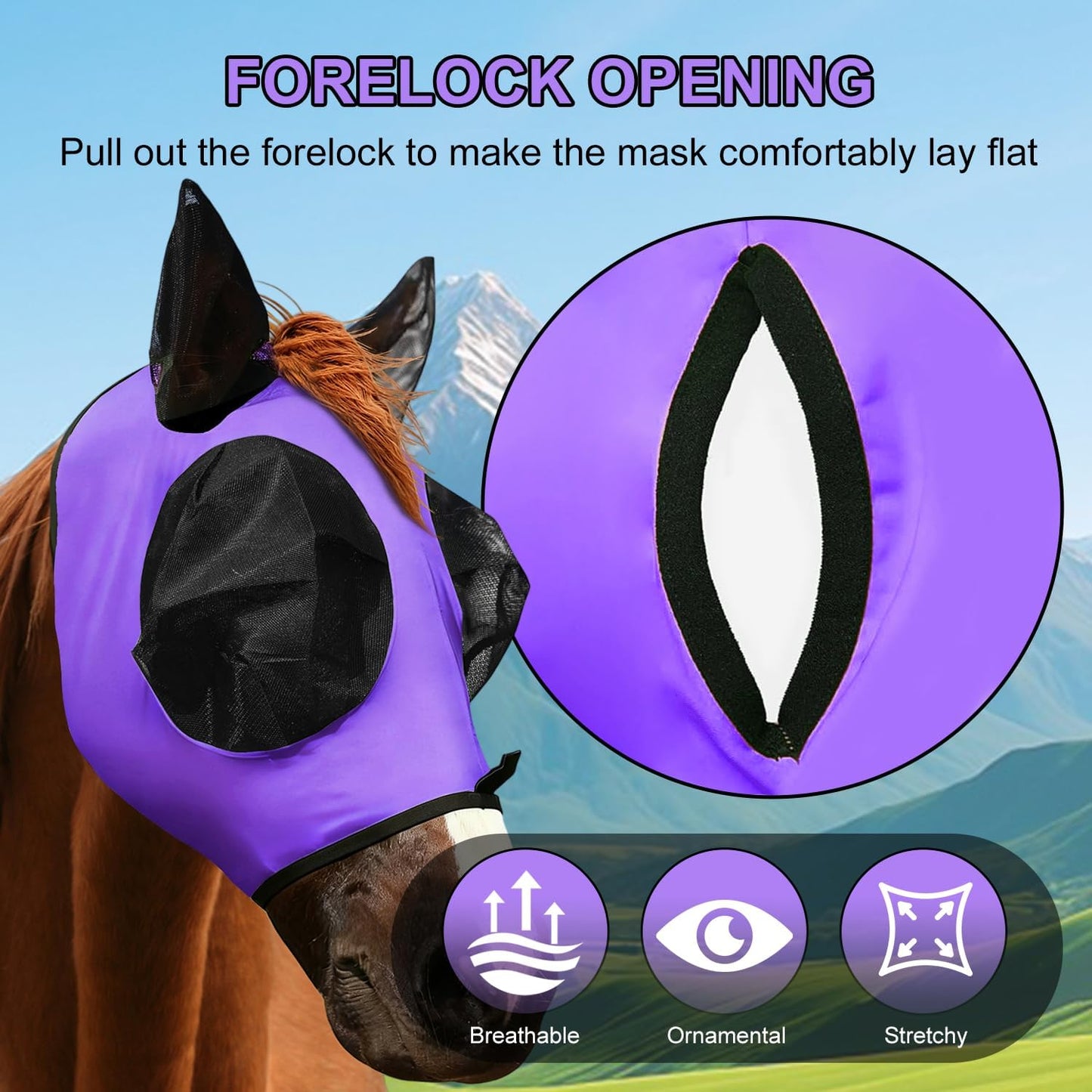 Youven fly mask fuchsia medium size side profile