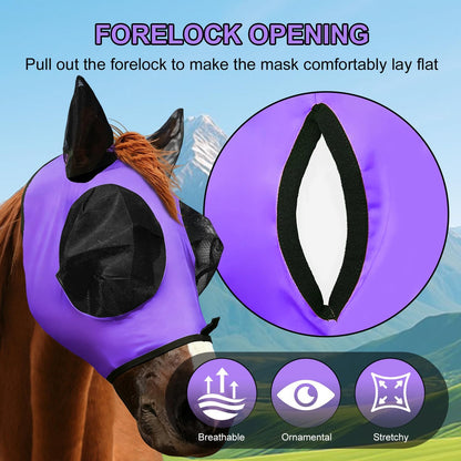 Youven fly mask fuchsia medium size side profile