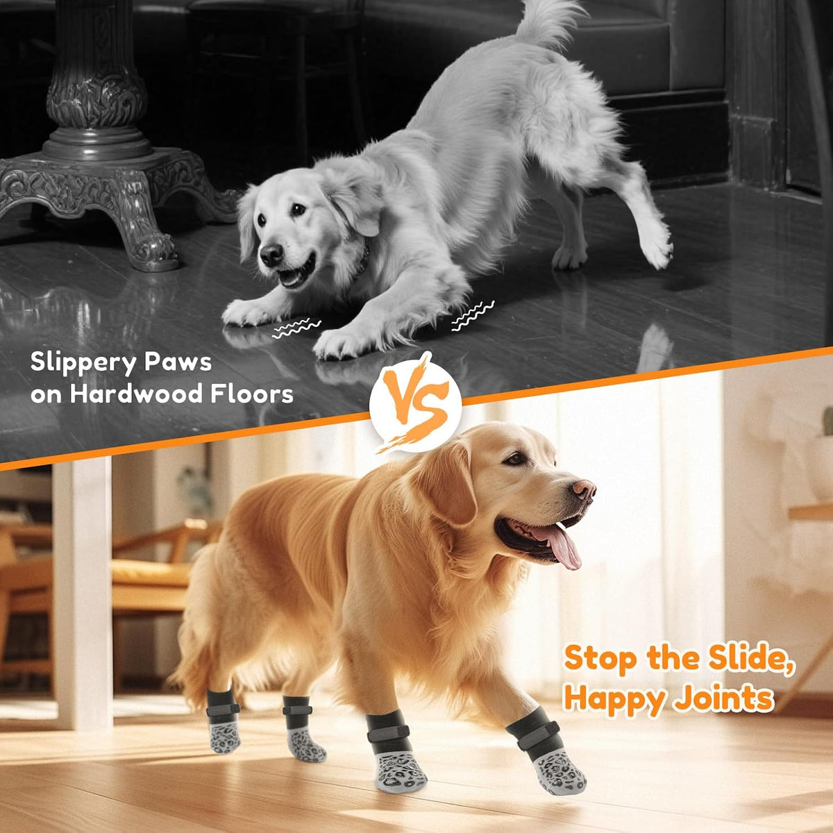 Grey Pick For Life anti-slip dog socks for hardwood floors