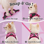 Rabbitgoo step in breathable puppy vest harness rose red