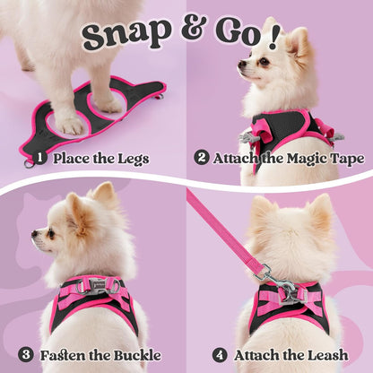 Rabbitgoo step in breathable puppy vest harness rose red