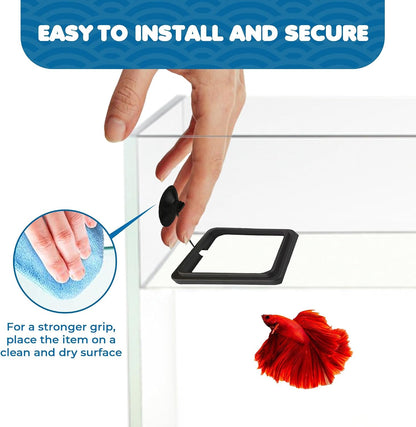 Secure suction cup mechanism on a lightweight plastic feeding square.
