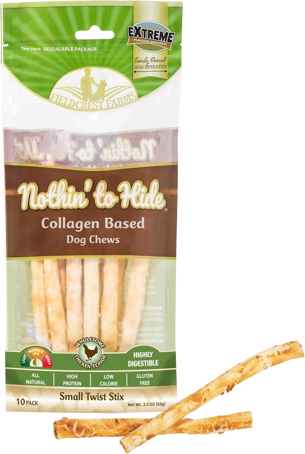 Fieldcrest Farms Nothin' to Hide Twist Stix, Bacon Flavor, Easily Digestible, Supports Skin, Coat, Joints & Muscles, for Moderate Chewers Under 15lbs, 10 Pieces - Image 15