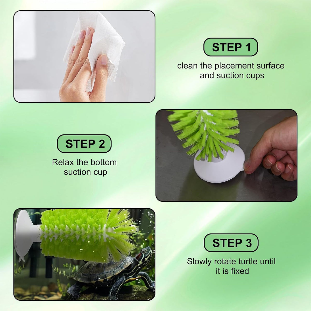 Artificial green floating duckweed leaves providing shade decoration for aquatic pet enclosures.