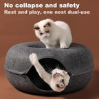 Top view of Pliislup cat tunnel bed showing central sitting space