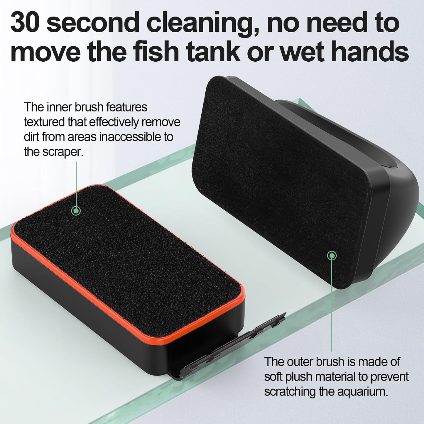 Hygger magnetic glass cleaner showcasing the soft velvet external pad for fingerprint removal