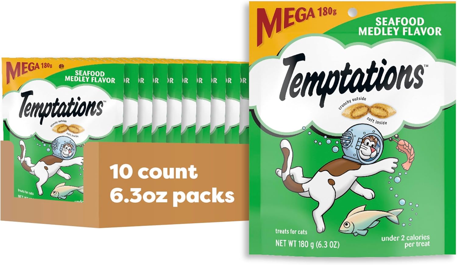 Temptations Cat Treats, Classic Crunchy and Soft Cat Treats, Seafood Medley Flavor, 30 oz. Tub - Image 14