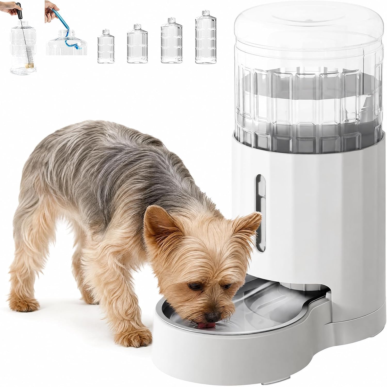 CZPET Dog Water Bowl Dispenser 8L, Wider Mouth & Upgraded Brush for Easy Cleaning Automatic Cat Gravity Refilling Waterer with Removable Stainless Steel Bowl, Large Drinking Area for Multi-Pet (Black) - Image 12