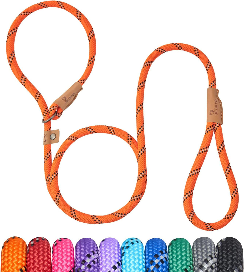 5 FT Slip Lead Dog Leash, Heavy Duty Rope Leash for Small Medium Large Dogs, No Pull Training Lead with Reflective Thread, Strong Comfortable Loop Leash (Lavender Stripe, Medium(3/8")) - Image 10