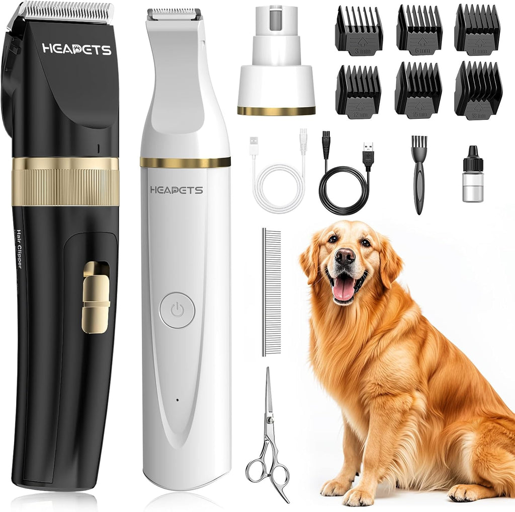Heapets dog hair clippers front view premium pet grooming kit