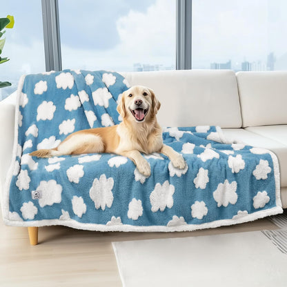 Luciphia Waterproof Pet Blanket for Medium Large Dogs Washable Fluffy Thick Jacquard Shag Fleece Warm Sherpa 3D Textured Flower Print for Cats Puppy Couch Protection (Blue,40x28 inches) - Image 13
