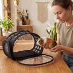 Hsei Small Pet Carrier Bag Portable Small Animal Travel Bag with Clear Side Panel Shoulder Strap for Hamster Chinchilla Rabbit Hedgehog Sugar Bird Lizard - Image 6