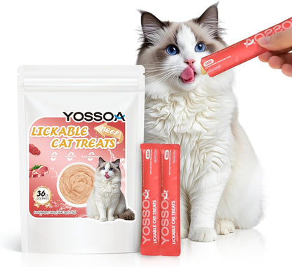Hand feeding a cat with Signature liquid treat sachet