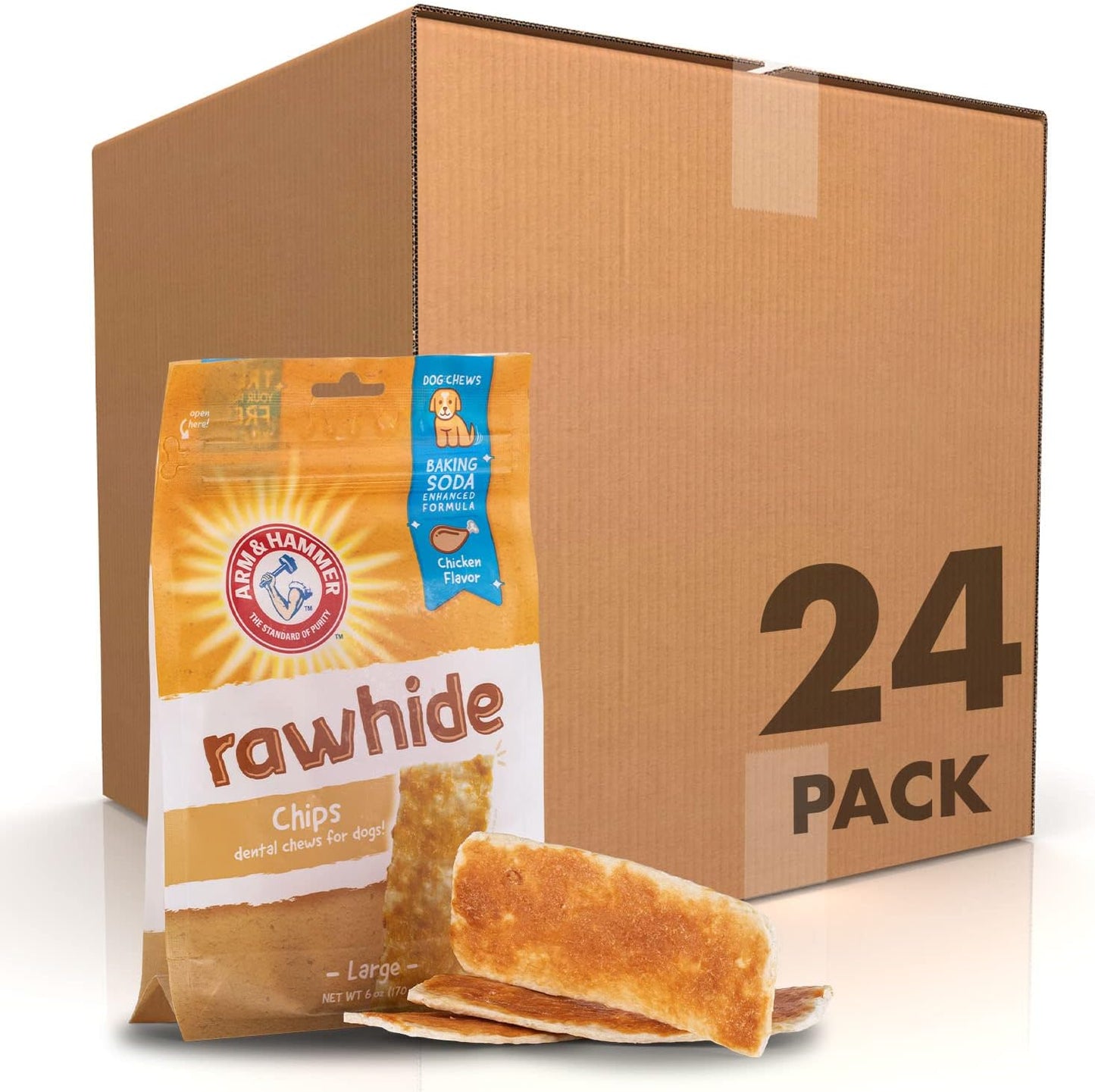 Arm & Hammer for Pets Rawhide Chips for Dogs | Real Dog Rawhide Chews with Beef Coating and Arm and Hammer Baking Soda Enhanced Formula for Fresh Dog Breath (Pack of 1, 12 Count Total) - Image 14