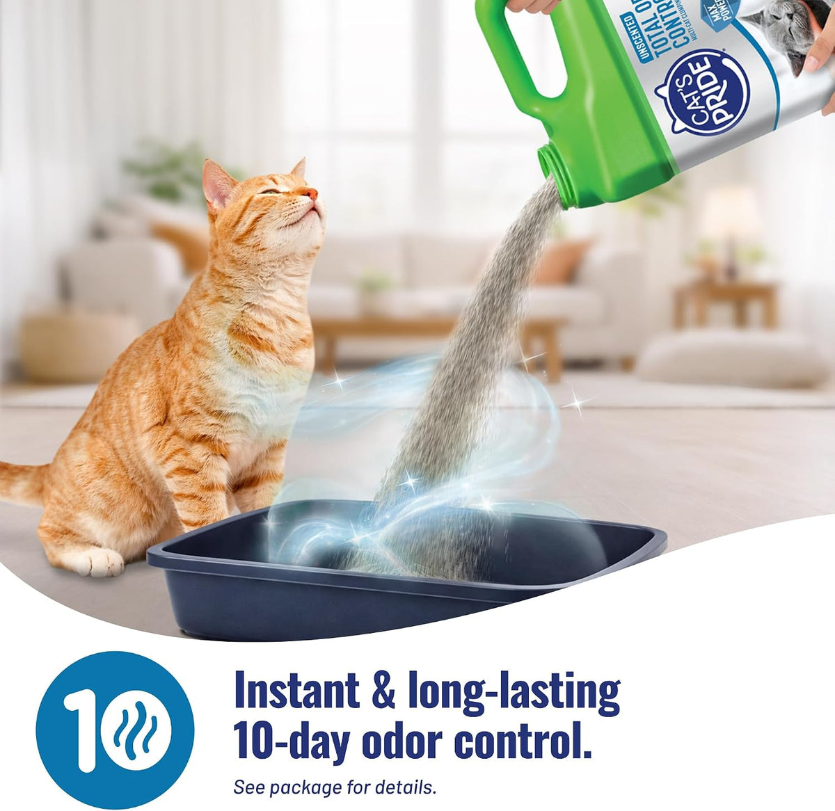 Cats Pride dust free cat litter pouring demonstration