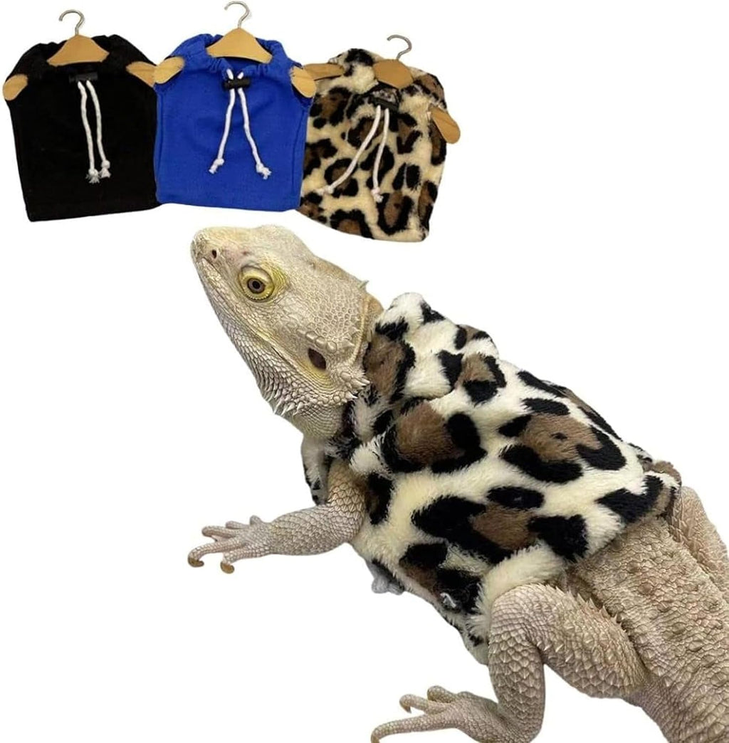 Hokable bearded dragon hoodie front view with leopard print pattern