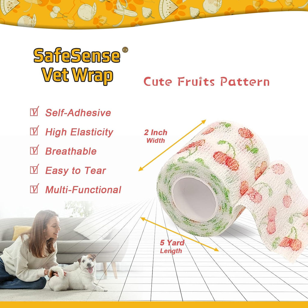 Safesense cohesive vet wrap rolls for dogs and horses