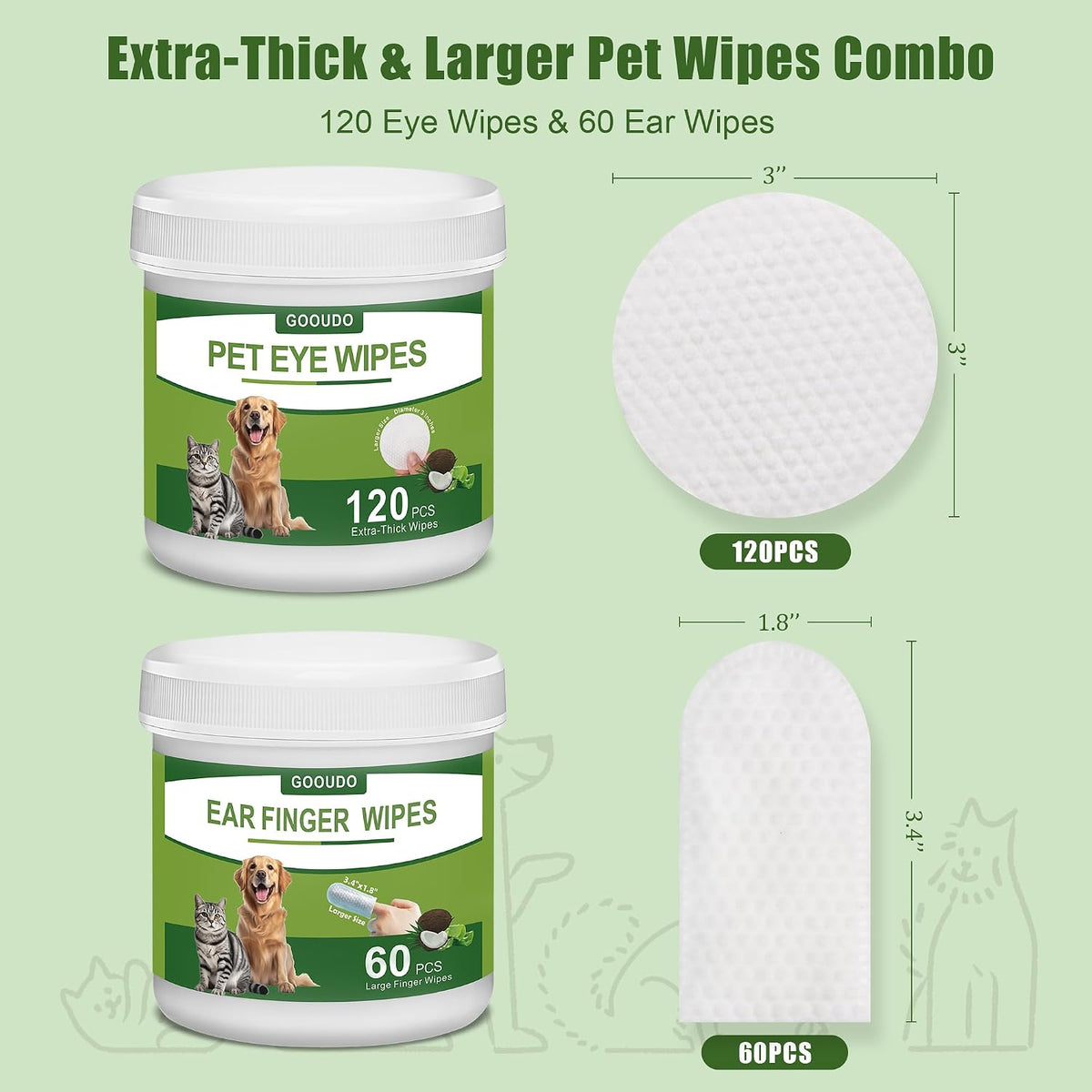 Alcohol free hypoallergenic dog eye care and ear hygiene kit