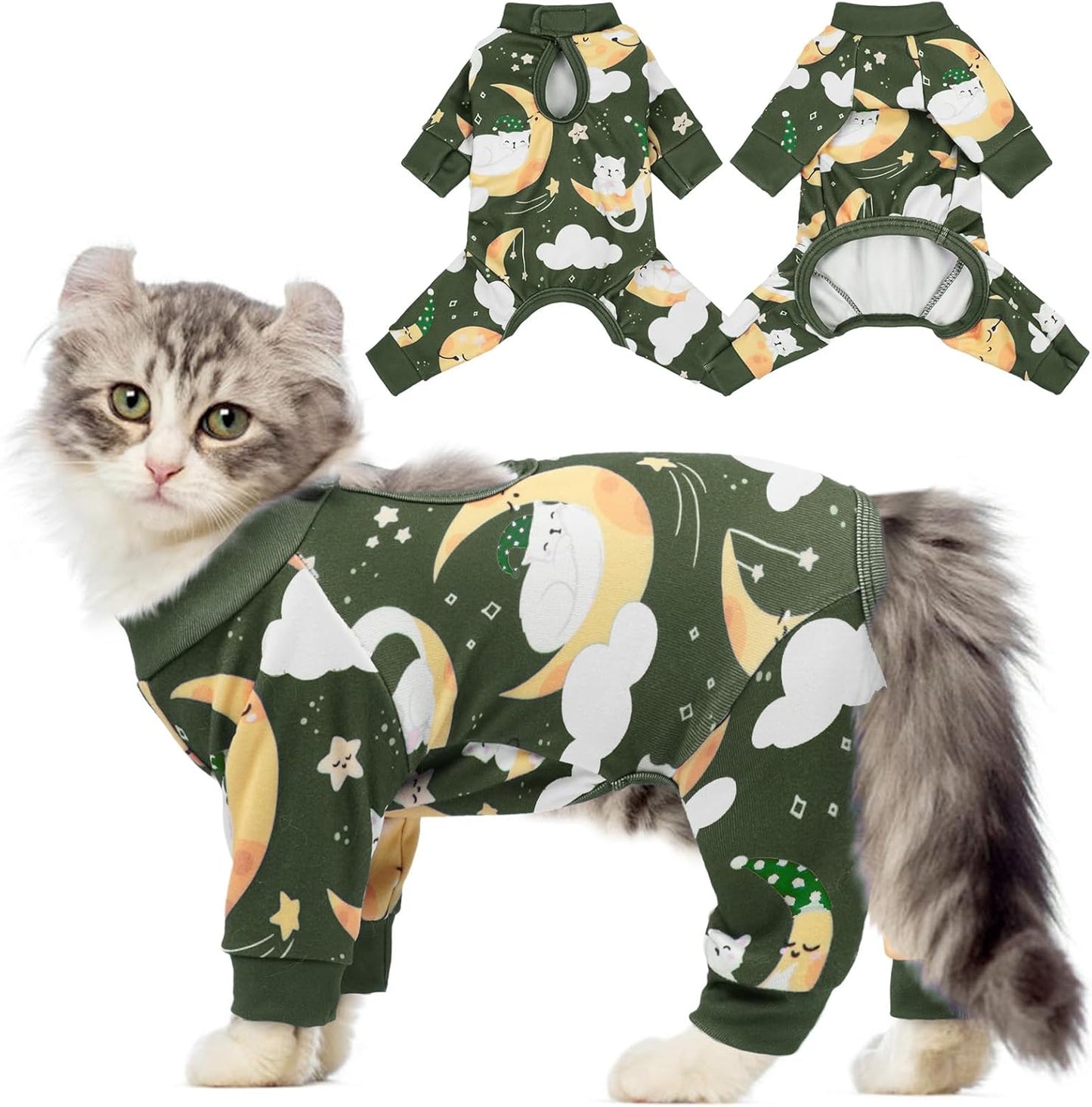 Qbleev cat onesie surgical recovery suit front view