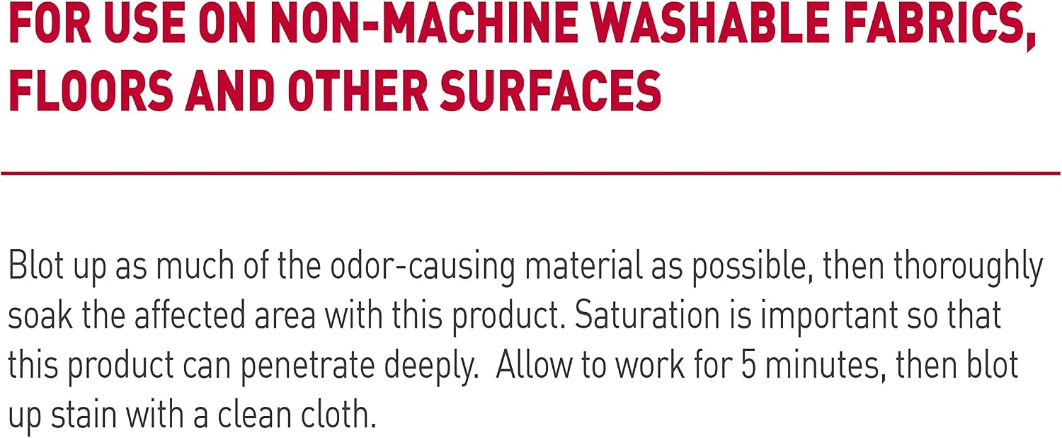 Nature's Miracle odor control solution for carpets clothing and home fabrics.